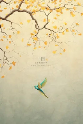 中国风秋季落叶简约背景 中国风秋季落叶简约背景