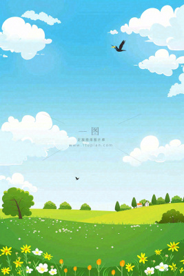 春天绿草地蓝天白云立春春分惊蛰小满卡通插画背景 春天绿草地蓝天白云立春春分惊蛰小满卡通插画背景