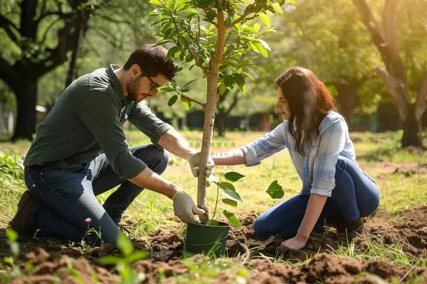 植树树苗保护环境摄影图