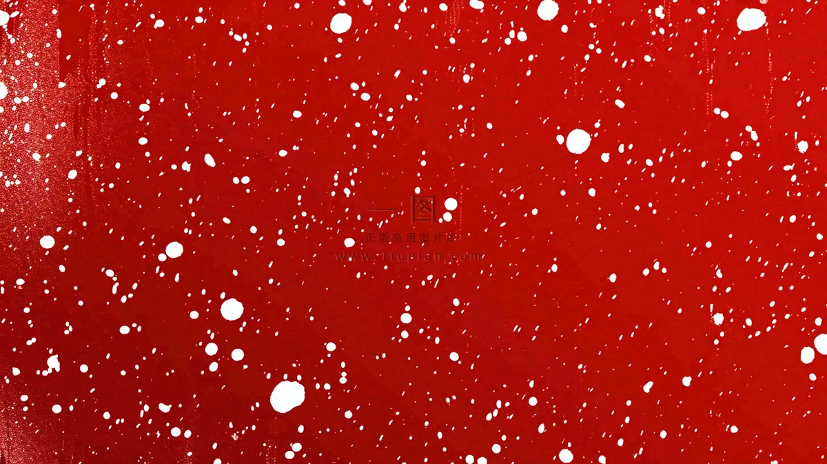红色白点雪花背景，简约扁平