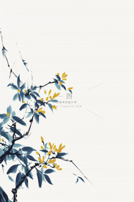 中国风简约淡雅蓝色枝叶背景 中国风简约淡雅蓝色枝叶背景
