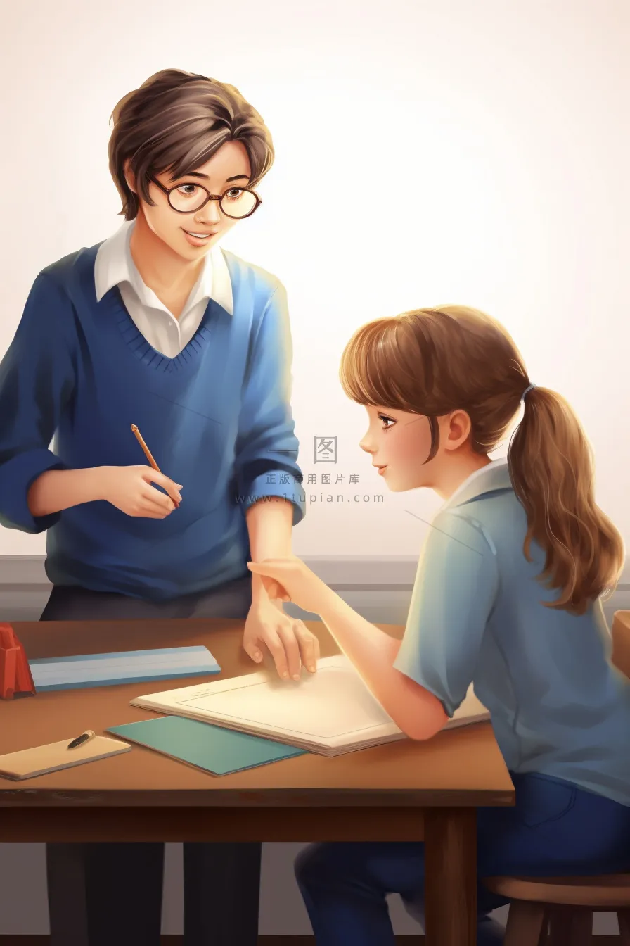 上课老师学生扁平插画背景