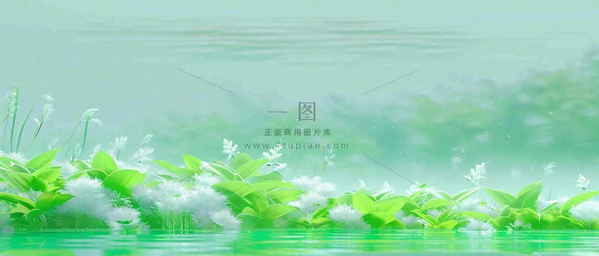 春天河面湖面花草意境古风，春分谷雨