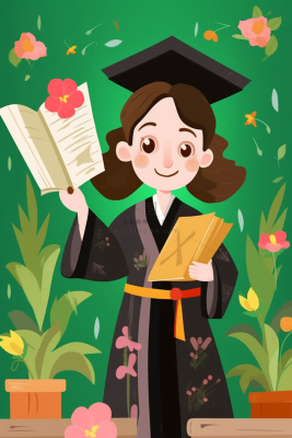 毕业学生穿着学士服花海报素材背景