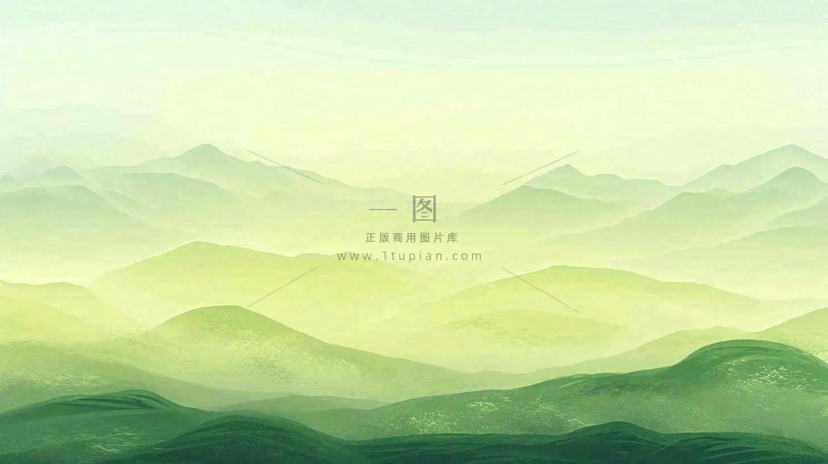 绿色延绵山脉意境国风