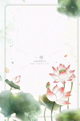 夏天荷花荷叶清凉小清新淡雅立夏夏至暑插画背景 夏天荷花荷叶清凉小清新淡雅立夏夏至暑插画背景