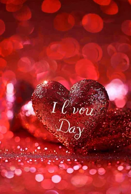 红色爱心love灯光亮片浪漫闪耀情人节七夕背景