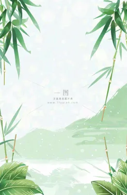 中国风插画山水竹叶青色插画清新淡雅端午节插画背景 中国风插画山水竹叶青色插画清新淡雅端午节插画背景