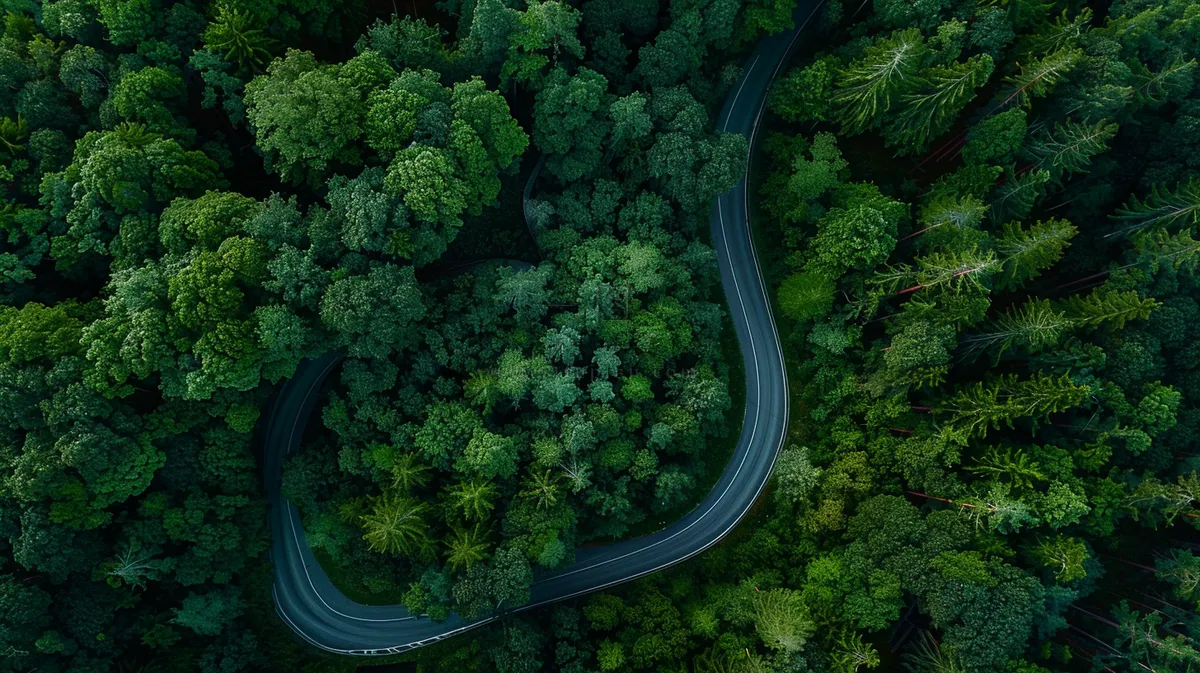 森林环山公路绿意摄影图