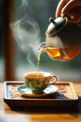 茶叶倒茶茶壶茶杯红茶摄影图