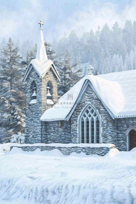 冬季雪山森林城堡白雪覆盖小寒大寒小雪摄影图