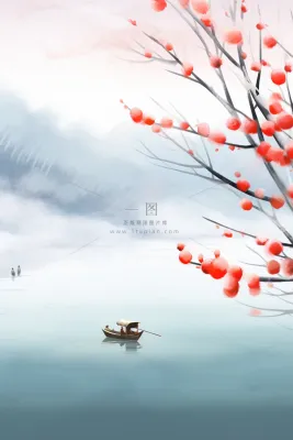 山水冬天简约下雪背景 山水冬天简约下雪背景