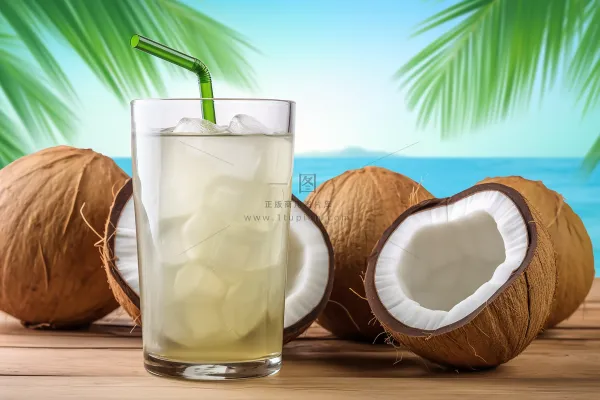 夏日椰汁椰子果汁摄影图