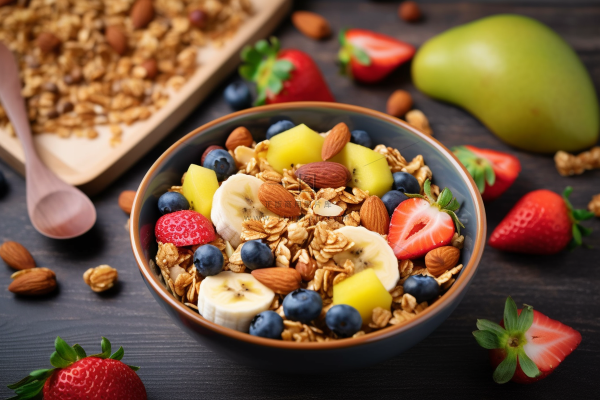 水果麦片坚果酸奶捞美食甜点摄影图