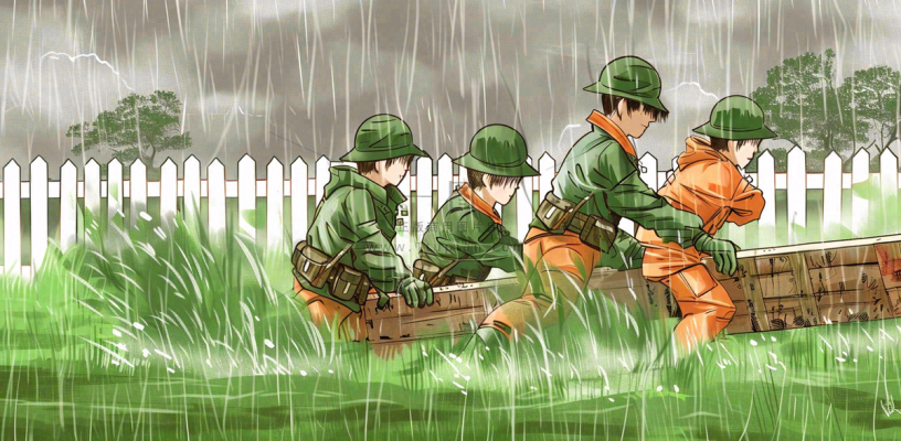 洪水自然灾害防洪预警摄影图