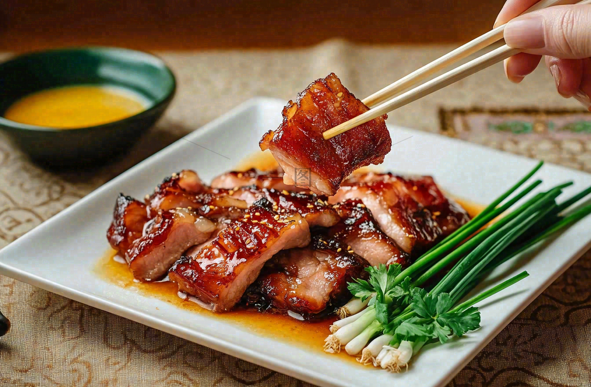 美味广式叉烧美食摄影图