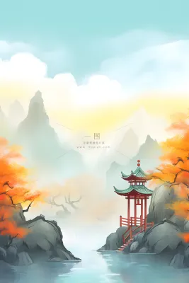 国风庭院简约清新阳光背景