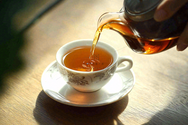 茶叶倒茶茶壶茶杯红茶摄影图