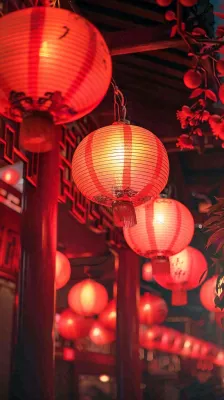 新春佳节红色灯笼元宵节小年除夕夜喜庆节日背景