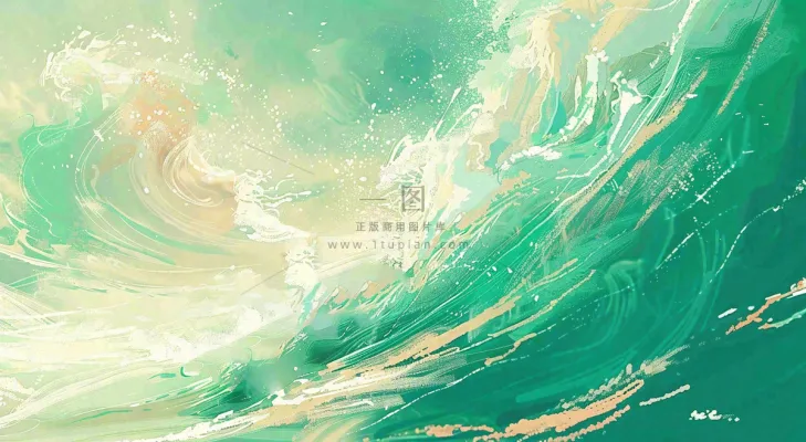 端午节水浪花绿色创意插画背景 端午节水浪花绿色创意插画背景