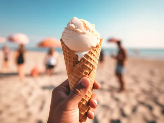 夏日冰淇淋清凉蛋筒甜点摄影图