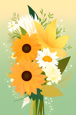 黄色渐变清新鲜花背景