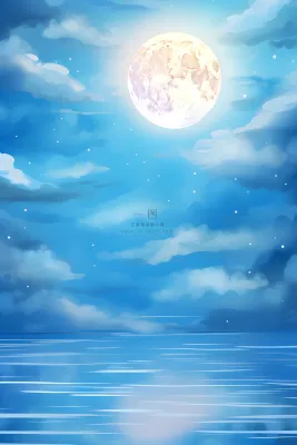 创意现代中国风月满蓝色背景 创意现代中国风月满蓝色背景