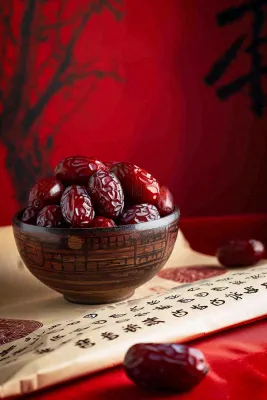红枣干果红色国风喜庆小年除夕夜摄影图