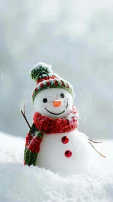 冬天白雪地里的雪人装饰小寒大寒大雪摄影图