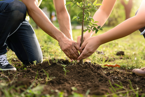 植树树苗保护环境摄影图