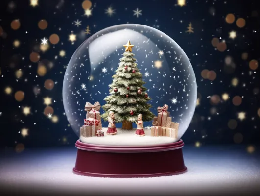 圣诞水晶球圣诞摆件摄影图