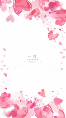 粉色爱心白背景插画情人节七夕插画边框背景