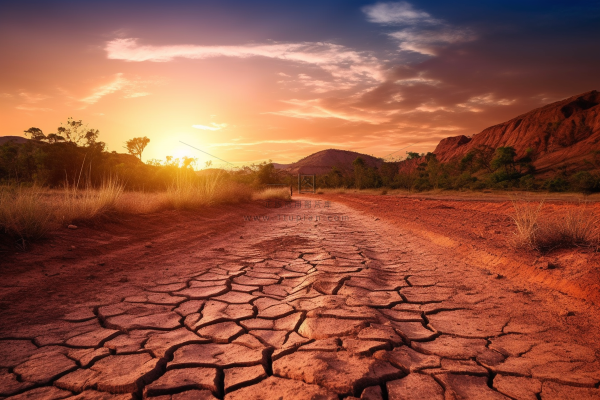 缺水干裂的土地地面干枯摄影图