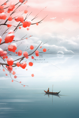 山水冬天简约下雪背景 山水冬天简约下雪背景