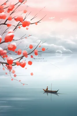 山水冬天简约下雪背景 山水冬天简约下雪背景