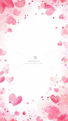 粉色爱心白背景插画情人节七夕插画边框背景 粉色爱心白背景插画情人节七夕插画边框背景