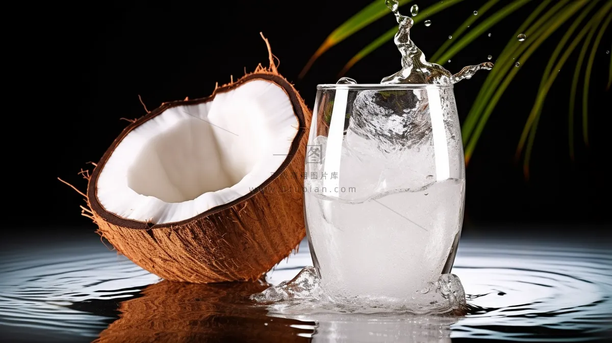 夏日椰汁椰子果汁摄影图