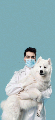 萌宠宠物医院医生抱着狗狗摄影图背景 萌宠宠物医院医生抱着狗狗摄影图背景