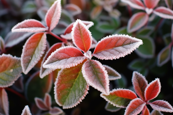 叶子上挂满了白霜摄影图