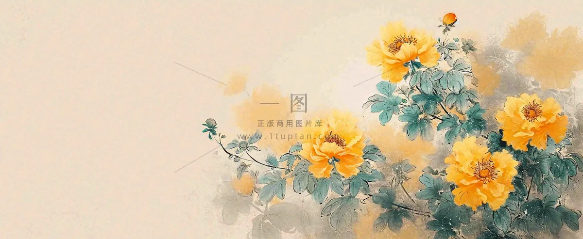 温馨纹理橙色花朵鲜花蝴蝶意境唯美，中国风