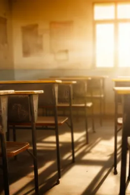 教室课桌光点摄影图