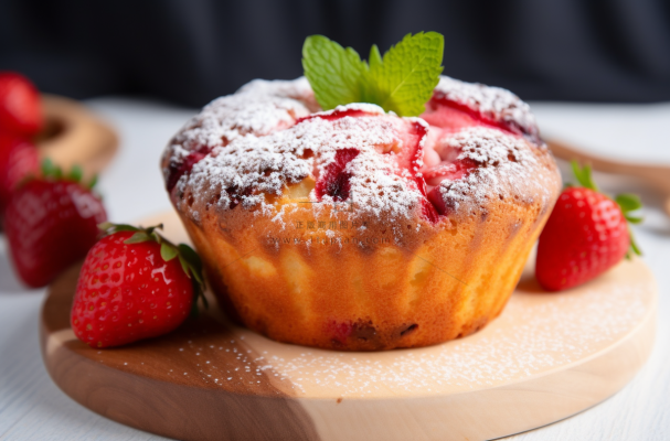 小蛋糕草莓甜点下午茶摄影图