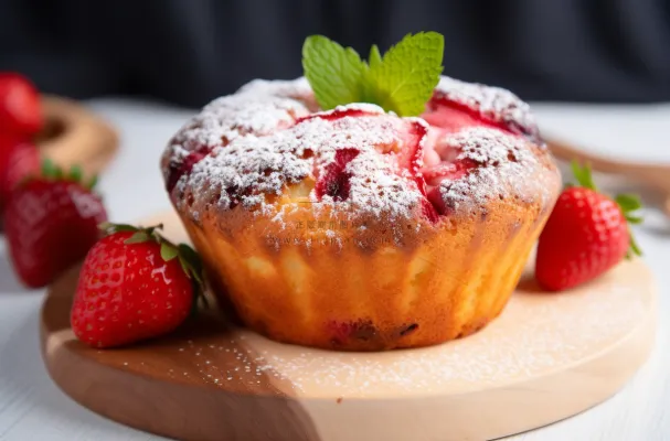 小蛋糕草莓甜点下午茶摄影图