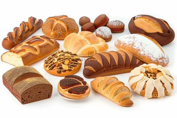 烘焙面包面点早餐美食白色背景摄影图