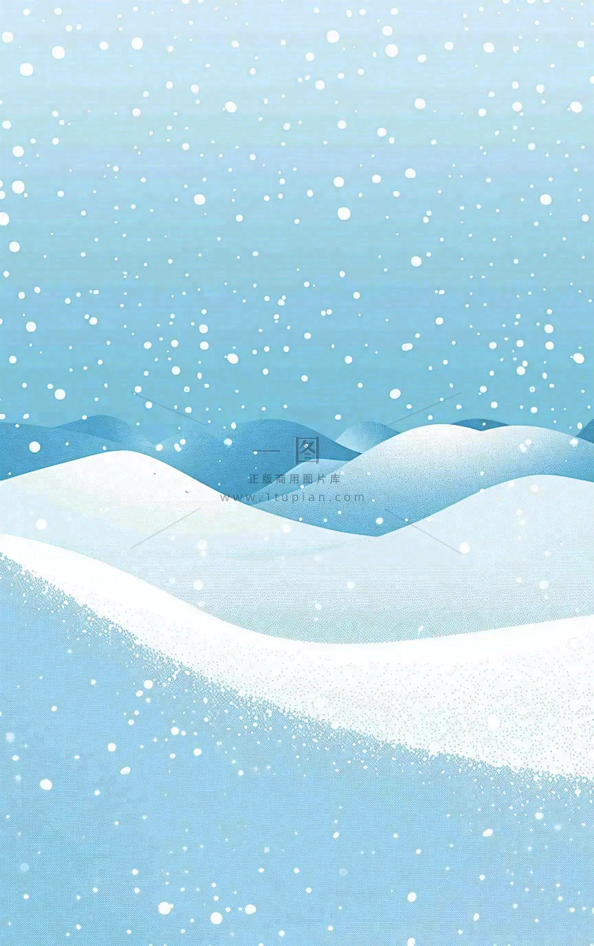 冬天白雪覆盖寒冷唯美雪景小寒插画背景