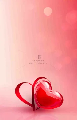 红色爱心粉色光圈立体插画情人节七夕背景 红色爱心粉色光圈立体插画情人节七夕背景