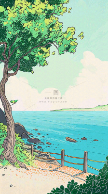 海边沙滩玩耍旅行夏日假期游玩手绘插画，可爱清新，夏至小暑大暑