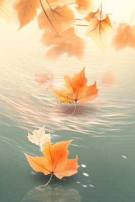 简约银杏叶金鱼简约秋叶背景