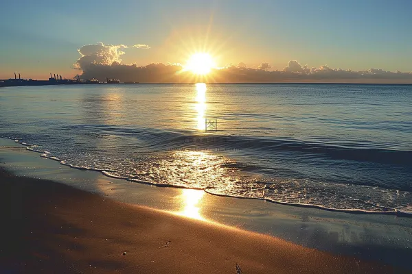 清晨日出朝霞云层山川摄影图
