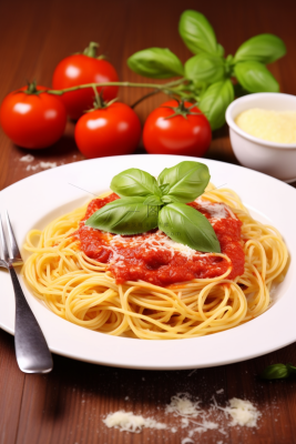 番茄意面美食摄影图